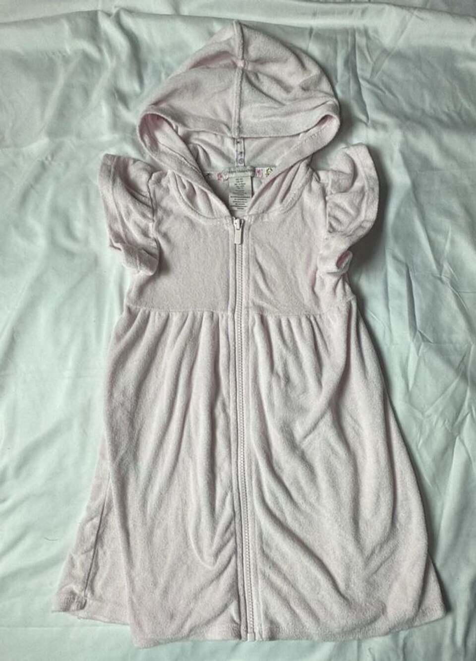 Cherine Malandrin Dress Size 4T Pink Terry Zip Hooded Cover-Up